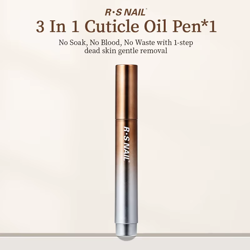 RSNAIL Stylo à huile pour cuticules 3 en 1 avec poussoir à ongles en céramique pour ongles secs et e