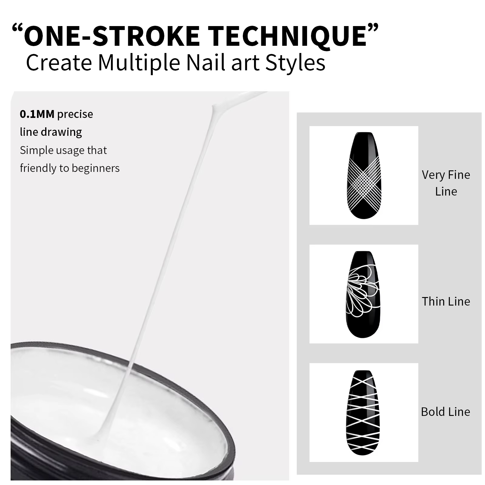 2 pièces Gel Spider pour Nail Art, Gel de traçage élastique pour dessin de lignes, Gel de dessin LED