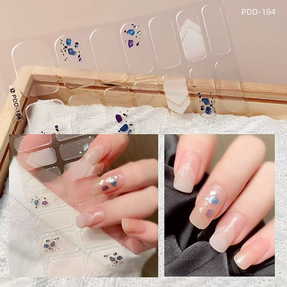 14 bandes d'autocollants pour ongles en Gel, couverture complète, autocollants floristiques pour Nai