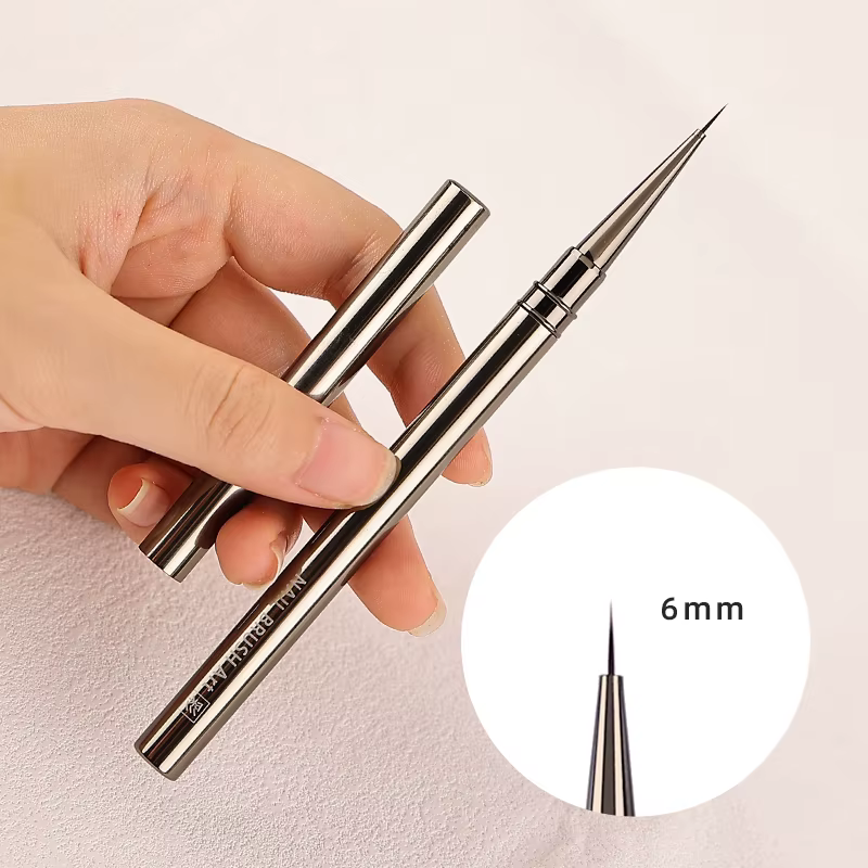 Brosse Simple pour amélioration des ongles, manche en métal, peinture, dessin, fleur, stylo, crochet
