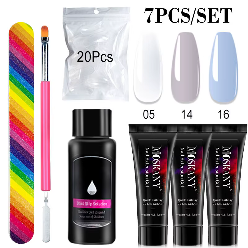 Ensemble complet de Gel pour ongles en Poly, avec lampe LED 6W, pour débutants, pointes d'ongles, De