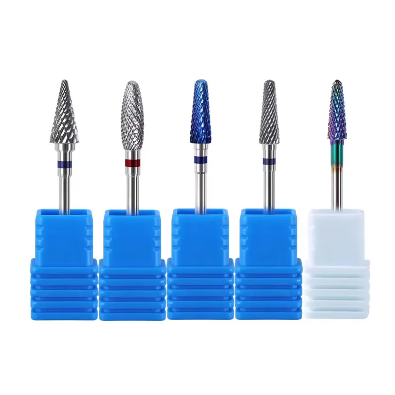 20 Types de foret à ongles en carbure de tungstène bleu arc-en-ciel, fraises à ongles électriques po