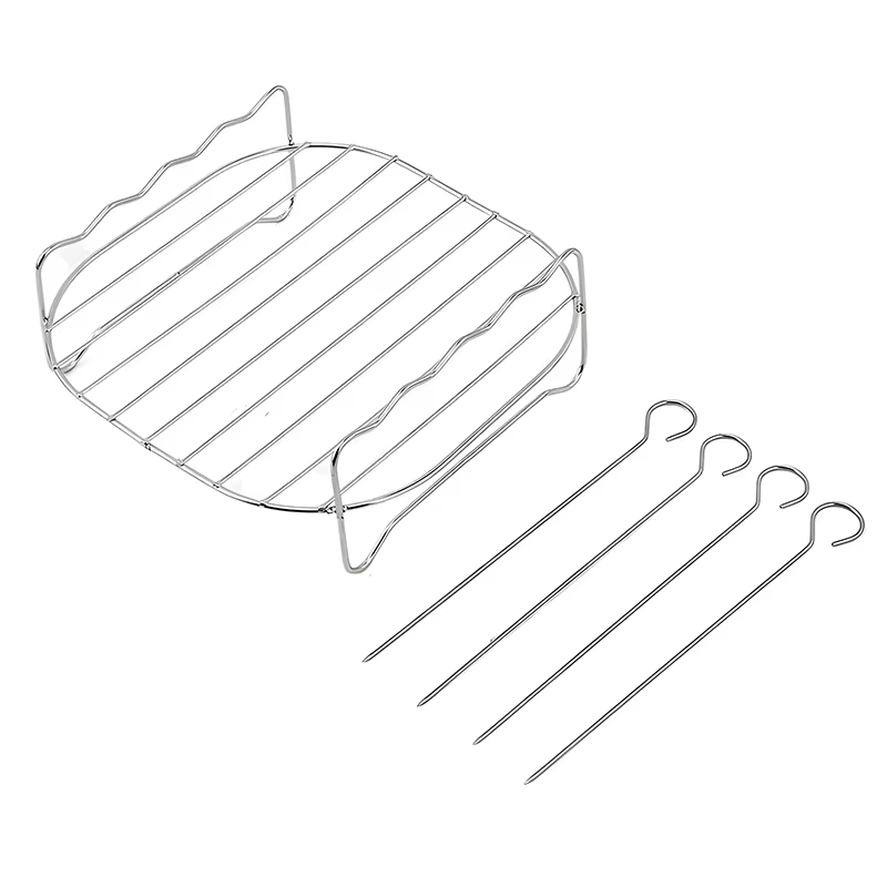 Accessoires pour friteuse électrique à air, gril à double couche en acier inoxydable T1 avec 4 pics