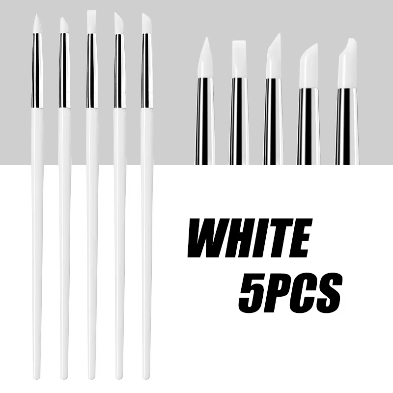 Lot de 5 outils professionnels de manucure DIY : pinceau à ongles en silicone, embout pour vernis ge