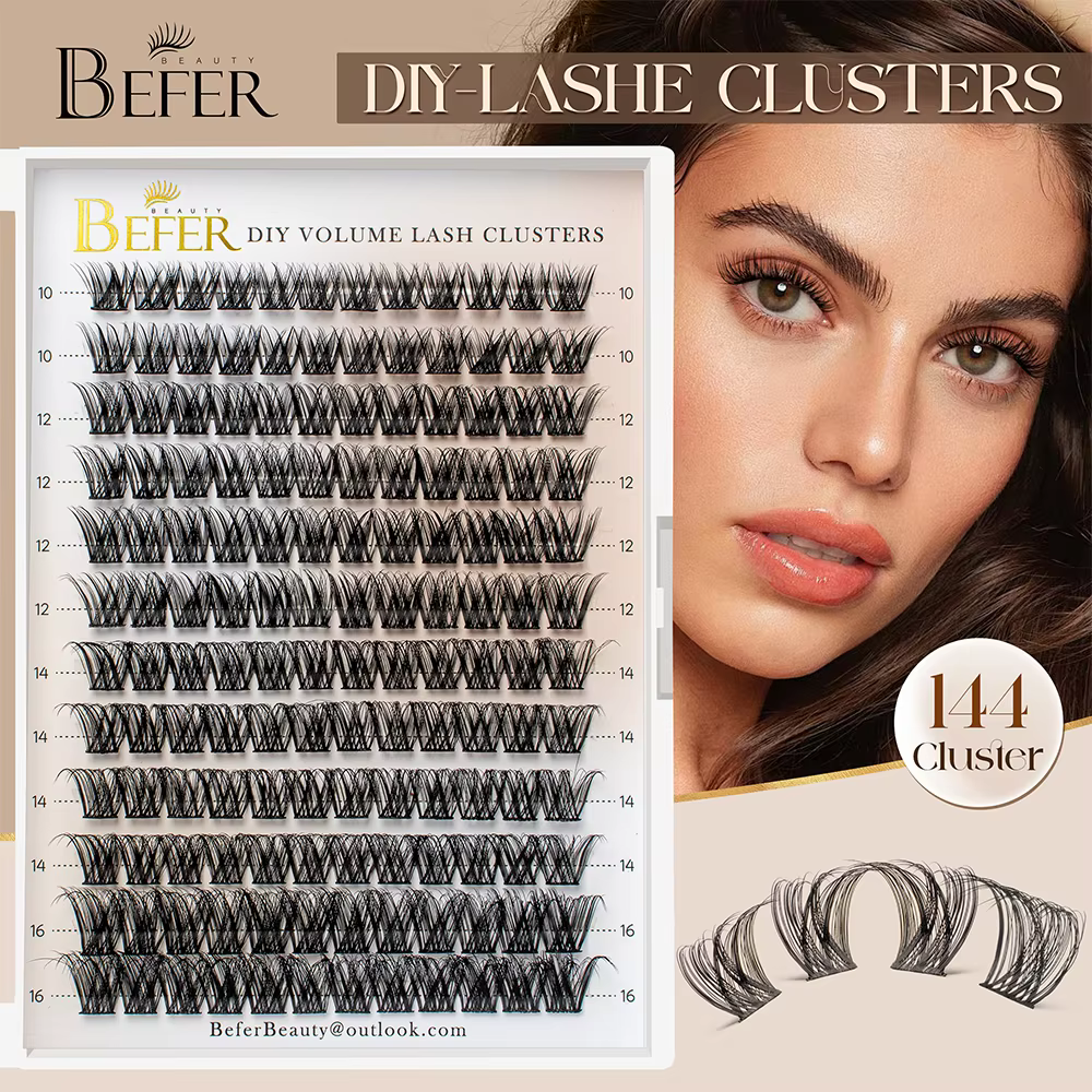 BEFER-Extensions de Faux-Cils Naturels Individuels, Volume Moelleux, Boucles D, DIY