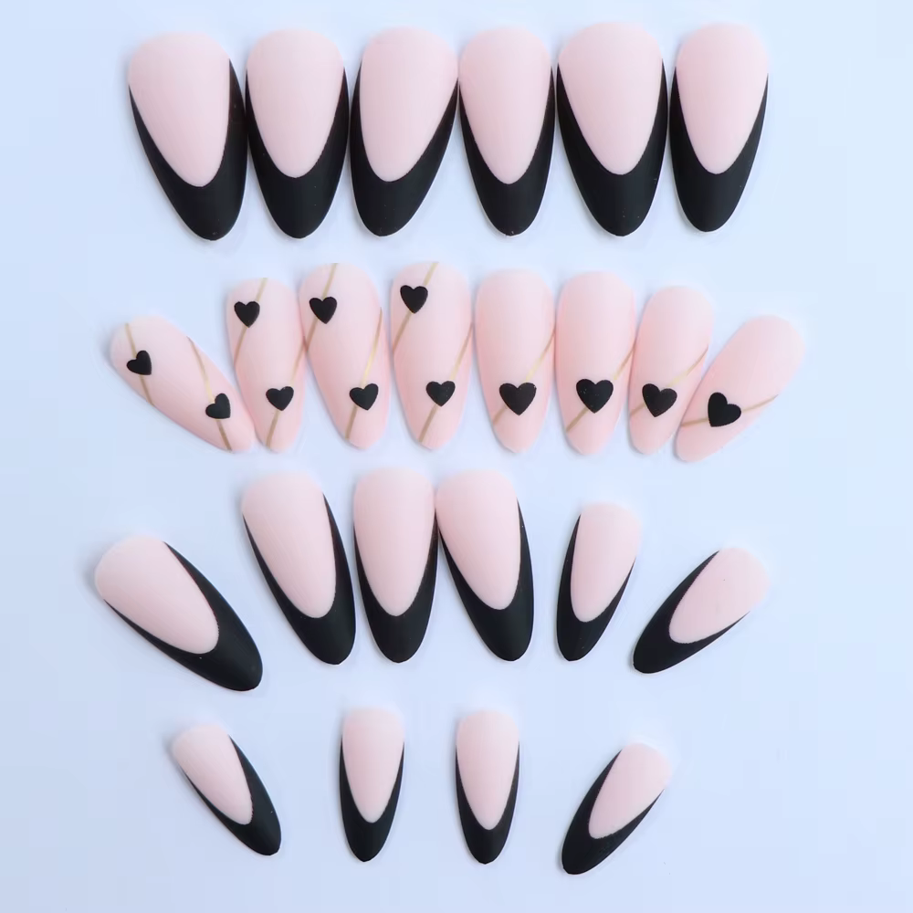 ARTAUG 24 pièces moyen Stiletto rose presse sur ongles couverture complète faux ongles ensemble pres