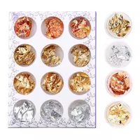 Feuilles argentées dorées pour ongles magnifiques, flocons métalliques à paillettes, Design Nail Art