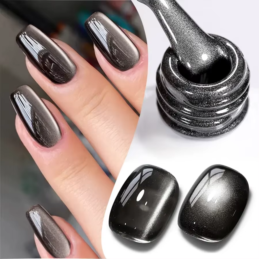 WS-Verhéritage à Ongles Magnétique en Verre Noir, Gel Semi-Continu pour Manucure, Style Punk, Fourni