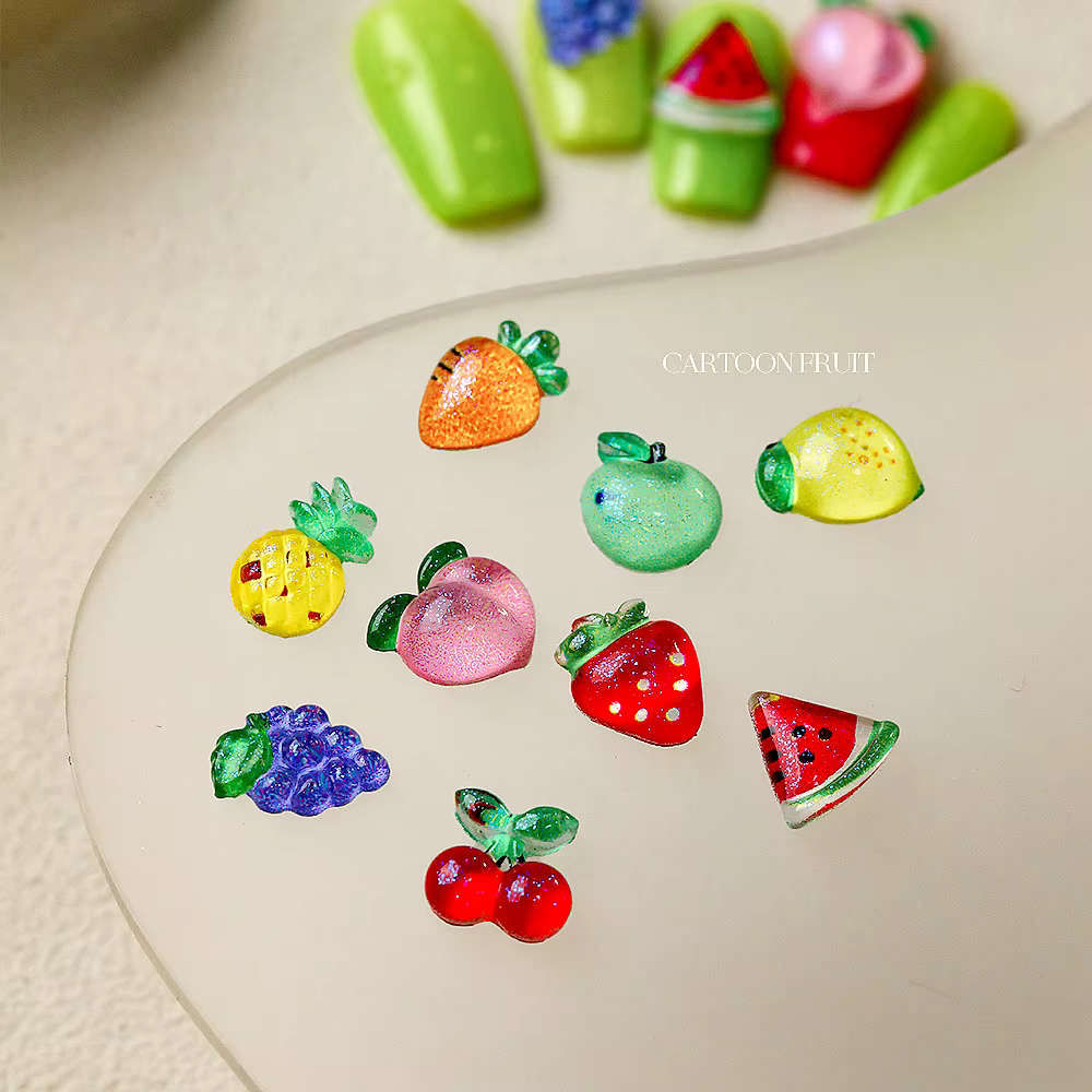Pièces de breloques pour ongles en résine de citron, couleurs mélangées, patchs de citron, décoratio