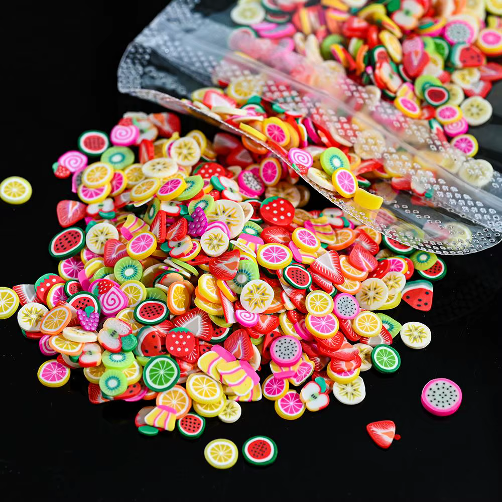 1000 pièces mélangées 3D tranches de fruits breloques pour ongles en argile polymère bricolage modèl