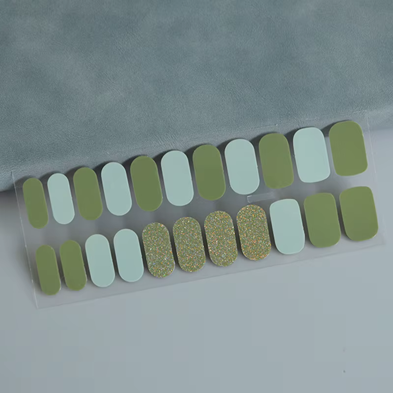 Film de Gel pour vernis à ongles à paillettes Flash à 22 doigts, autocollant imperméable et durable 