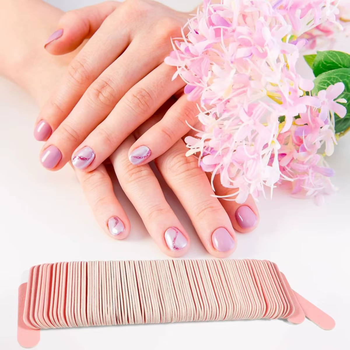 15 à 1000 pièces de limes à ongles roses double face en émeri pour manucure, pédicure, nail art, pol