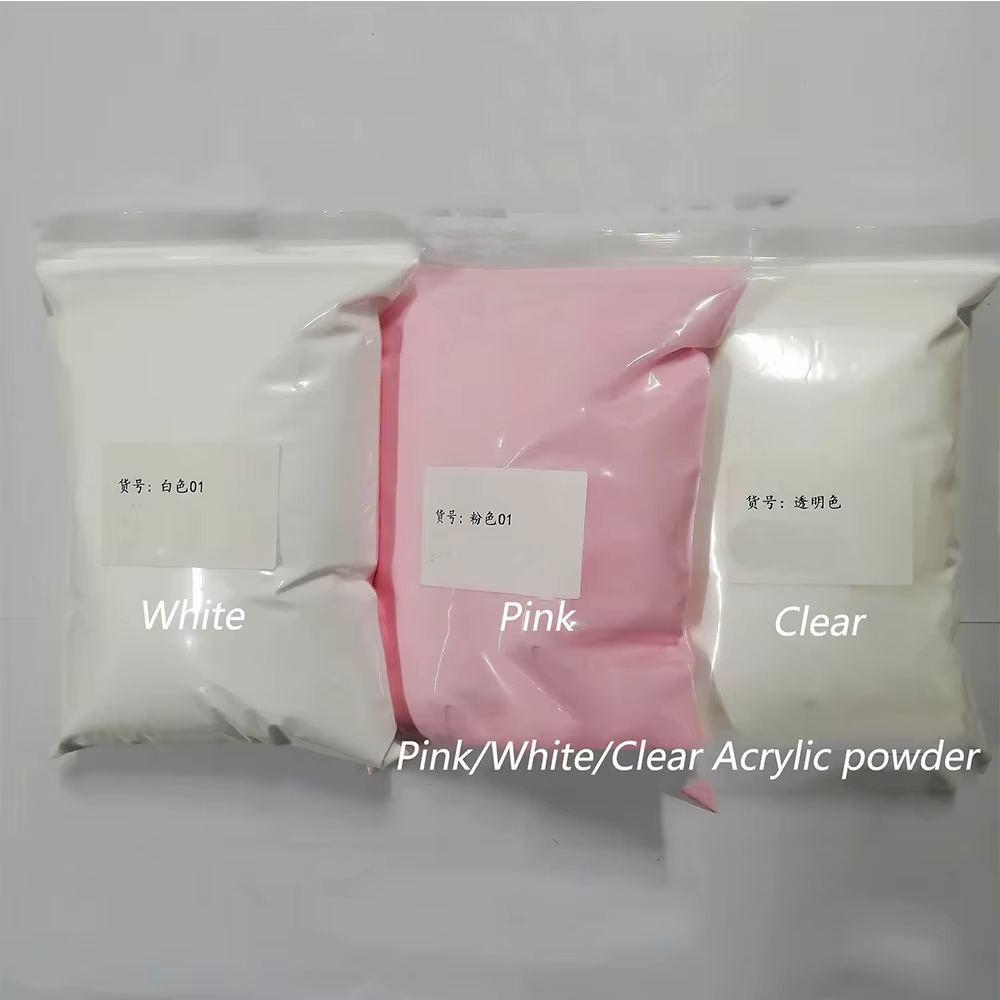 Poudre acrylique pour ongles nus en vrac, 50g/100g, 4 en 1, couleurs unies, poudres de cristal, Exte