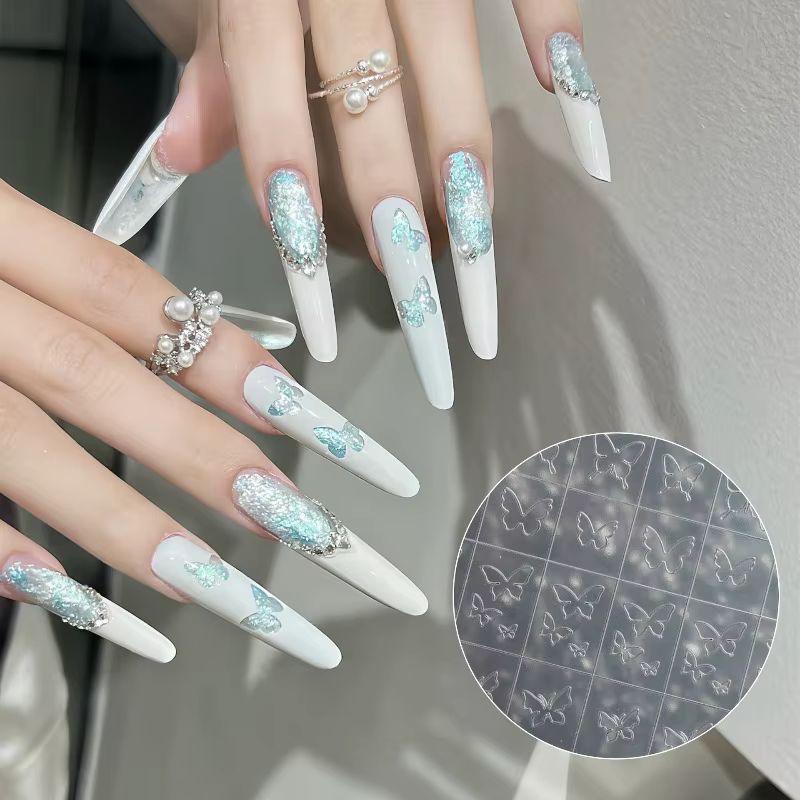Pochoirs autocollants papillon ajourés pour Nail Art, 5 pièces, Design peint par pulvérisation, modè