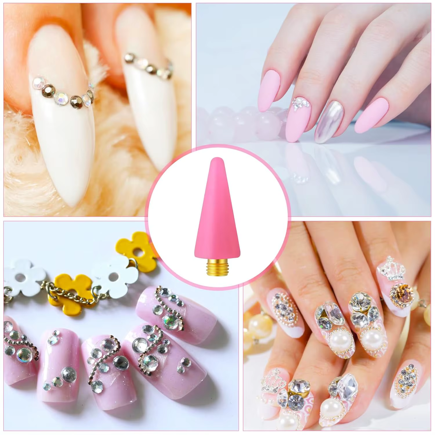 PINCEF-Stylo de pointage pour ongles, 12 pièces, pointe de remplacement, biscuits, outil pour ramass