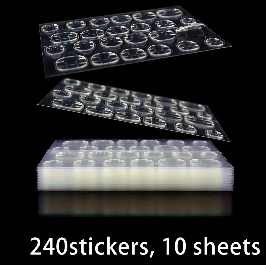 1200-240 Ultra-mince 50-10 feuilles Double face Gel ongles autocollants gelée colle Super collant im
