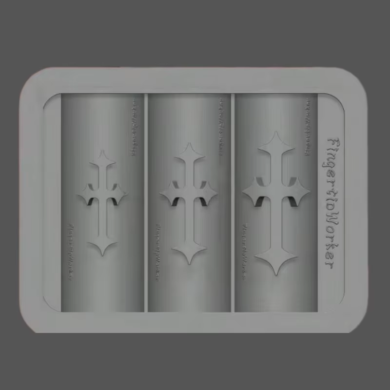 Moule en silicone 3D pour nail art style gothique sombre avec lettrage croisé, pour décorations d'on