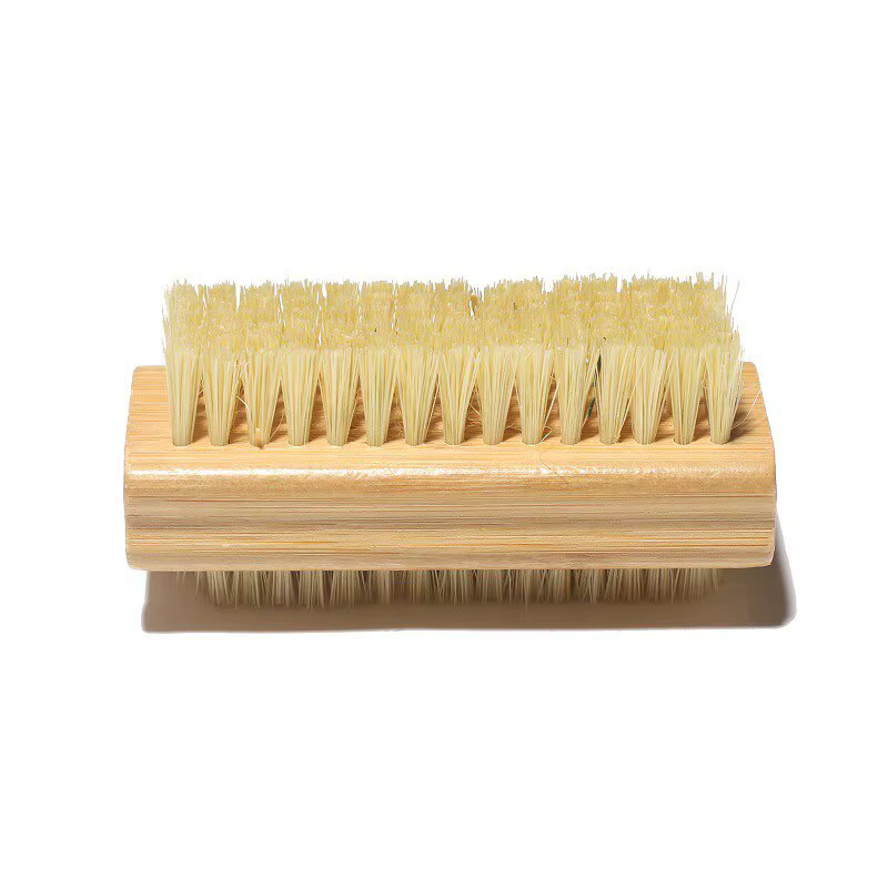 Brosse à Ongles Double Face avec Manche en Bois pour Manucure et Pédicure, Doux, Élimine la Poussièr