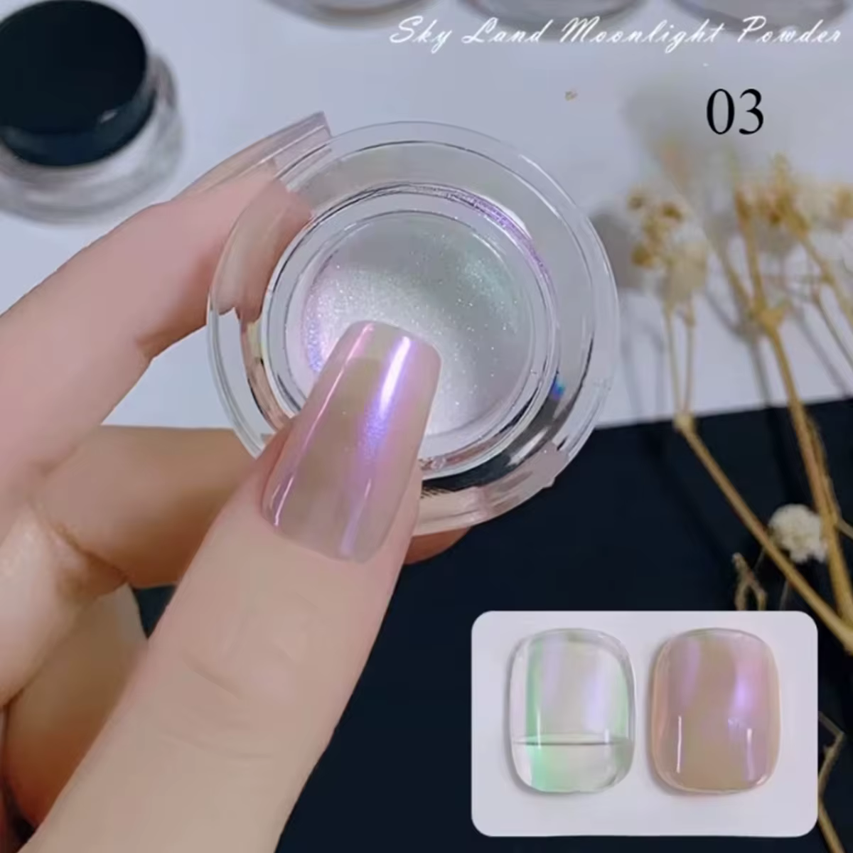 Poudre miroir magique pour ongles, 1/6 pièces, poudre de clair de lune, Texture métallique, aurore s