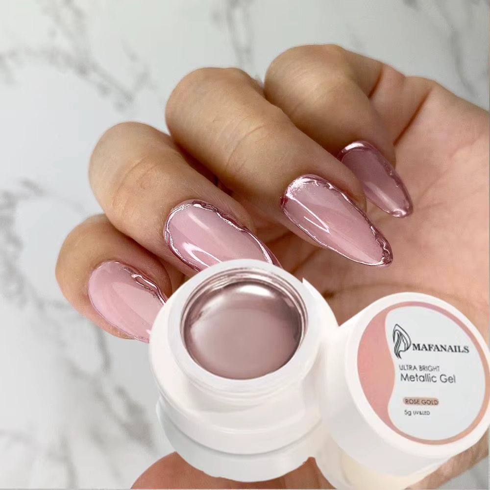 1PC Vernis à ongles effet miroir métallique argent, or, or rose, gel de peinture chromé 3D, pour des