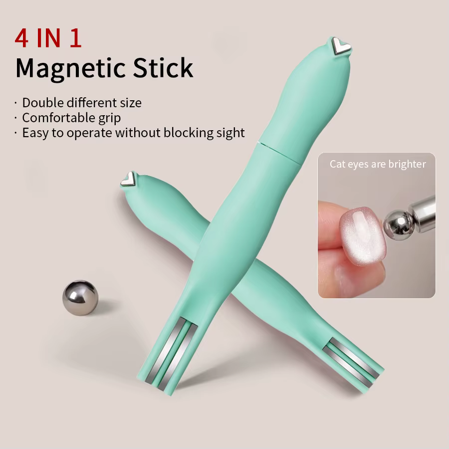 Bâton magnétique 4 en 1 3D en forme de cœur, outils magnétiques pour ongles œil de chat, aimant mult