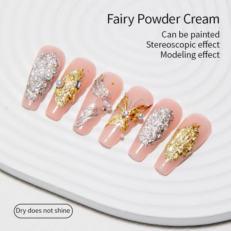 RS NAIL 8g Gel de peinture scintillant sans lingette Gel platine paillettes métallique doré argenté 