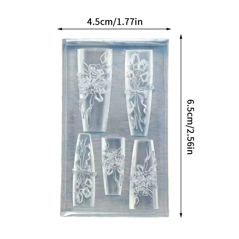 Moule 3D en forme de Relief en Silicone pour ongles, fleurs roses, décoration d'ongles, accessoires