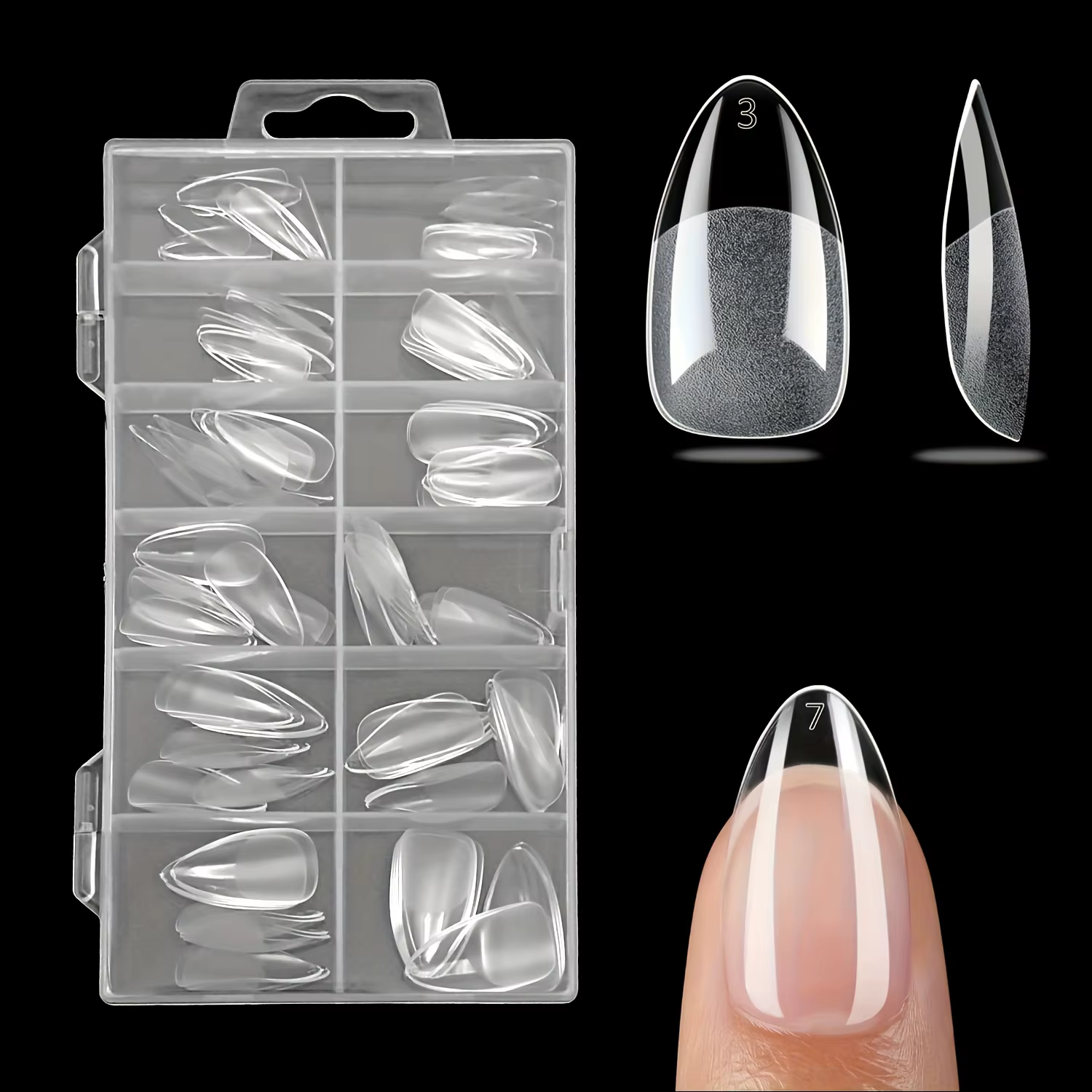 120 pièces pointes d'ongles courtes en amande pointes d'ongles claires faux ongles en acrylique pré-