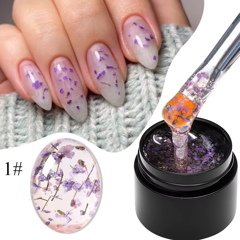 MEET ACROSS 5ml rose fleur séchée Gel vernis à ongles fleur naturelle fée Nail Art Gel tremper UV LE