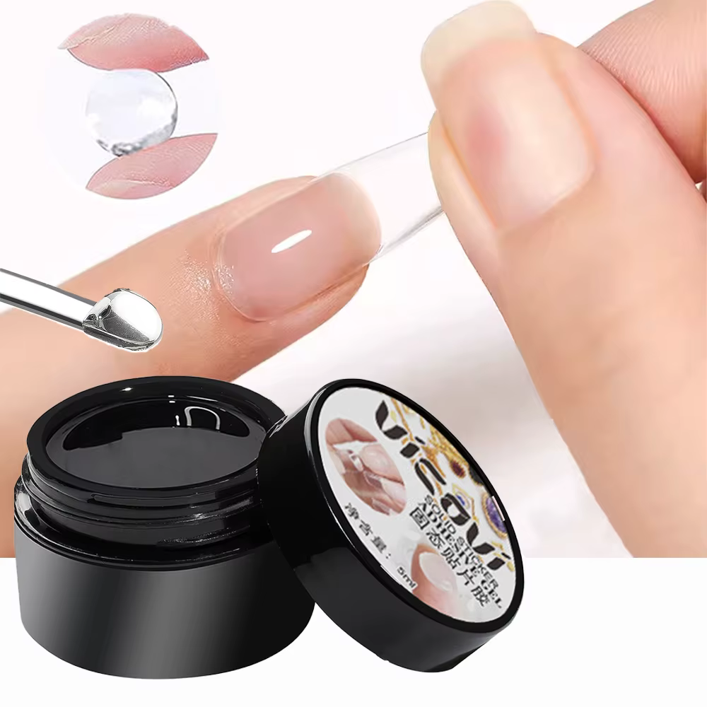 Colle Gel solide pour faux ongles, 1 pot, faux pointes en acrylique transparent, presse sur Poly con