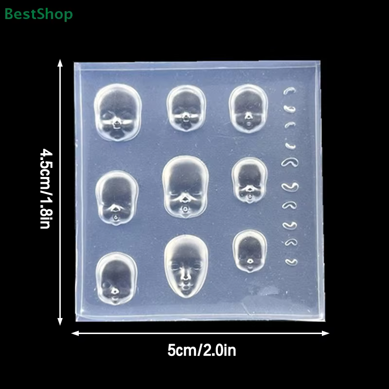 ♥ Moule 3D en Silicone pour poupée visage humain, décorations pour Nail Art, modèle de manucure Tran