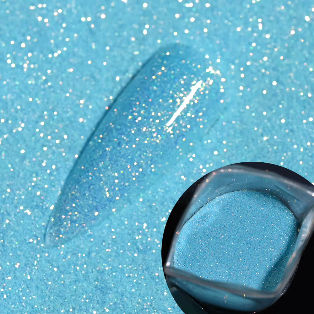Poudre scintillante super fine pour ongles, sucre bleu, brillant, laser, bonbons, pull, pigment de m