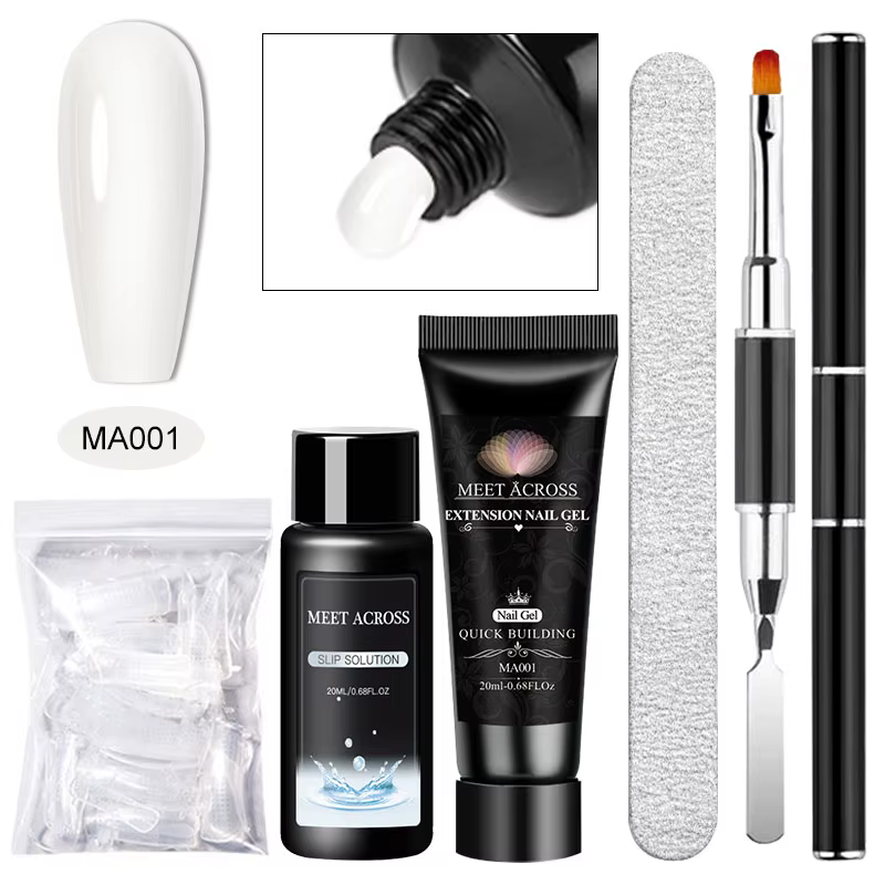 Ensemble de Gel pour ongles en Poly Extension, 5 pièces, blanc clair, nu, rose, vernis de constructi