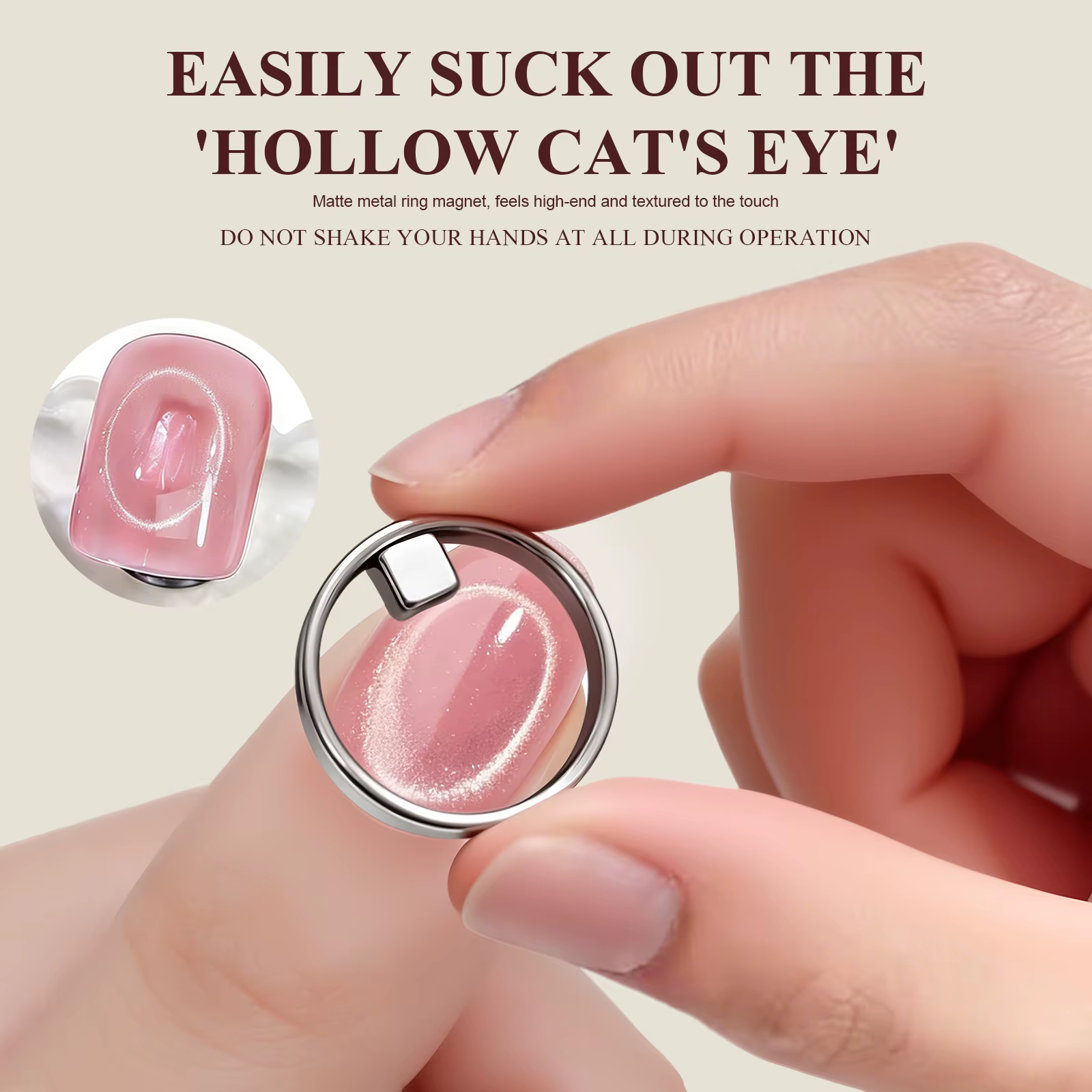 Outil aimanté circulaire pour gel œil de chat, aimant œil de chat creux effet trou noir, anneau magn