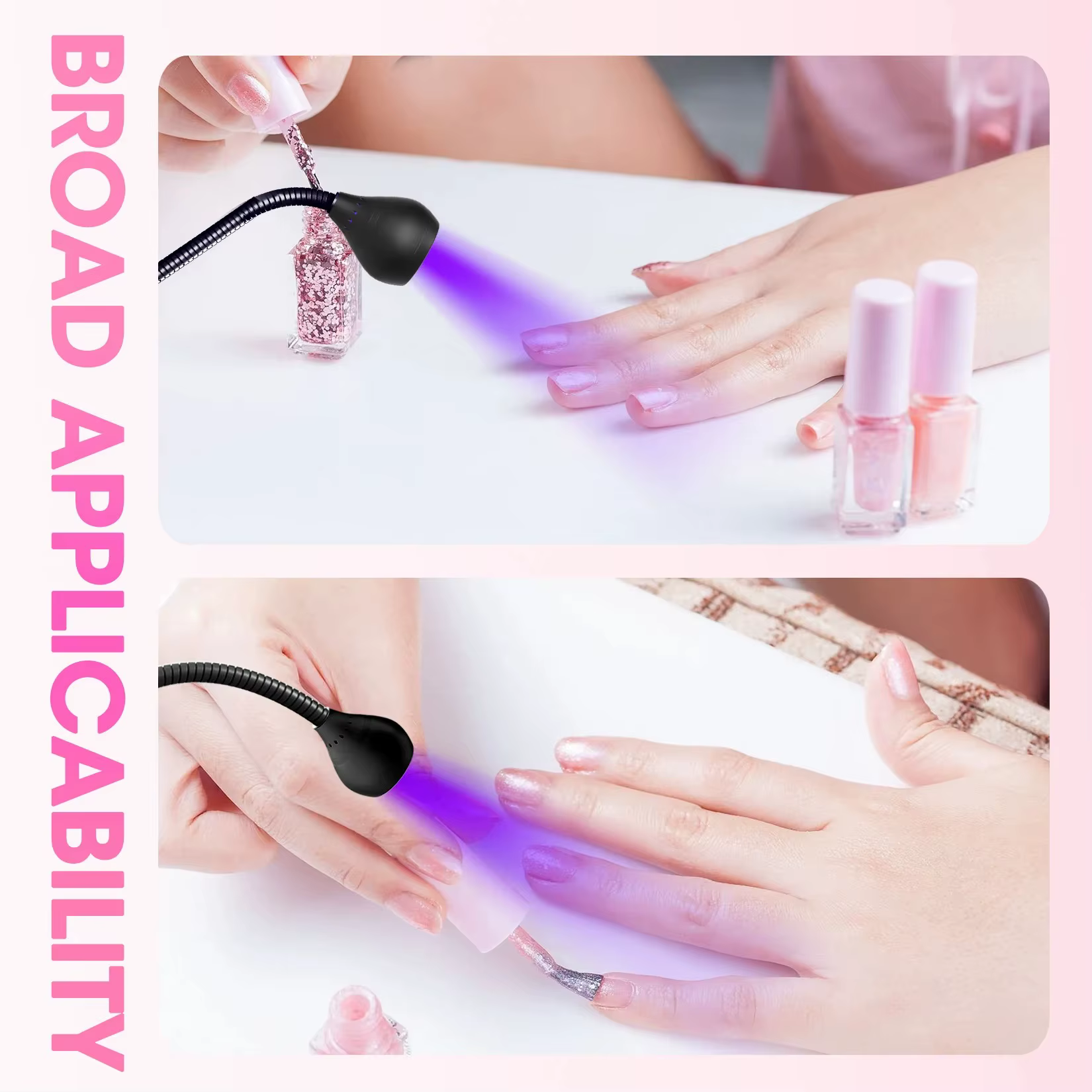 Sèche-ongles lumière UV lampe à ongles 395nm longueur d'onde Clip-on bureau Mini USB pour ongles en 