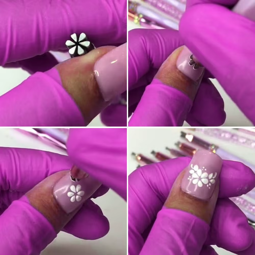 3/4/5/6/10 pièces professionnel Chic Nail Art timbre rose stylo ensemble 9D marguerite/étoile/papill