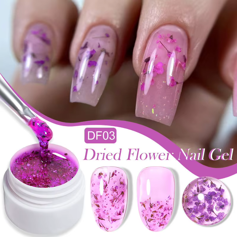 Vernis à ongles Gel Uv, bouteille de 8ml, fleurs séchées, Gel à ongles Floral, fleurs naturelles, po