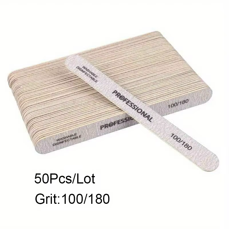 10/25/50 pièces lime à ongles 100/180/240 bloc tampon de ponçage en bois pédicure manucure UV Gel ve