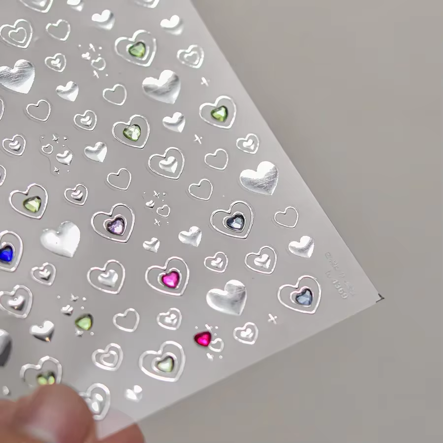 Oeil de chat 5D dégradé européen amour coeur gemme aile cristal géométrique coloré auto-adhésif Nail