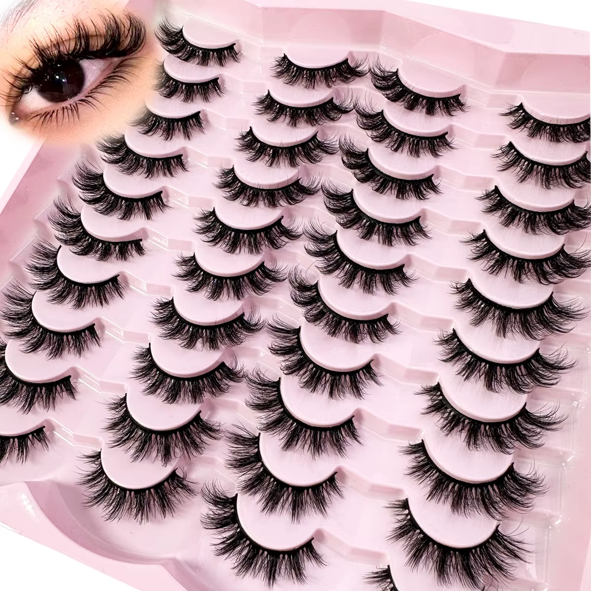 20 paires 5D cils moelleux D Curl cils épais oeil de chat cils doux vaporeux 8D Volume faux cils Ext