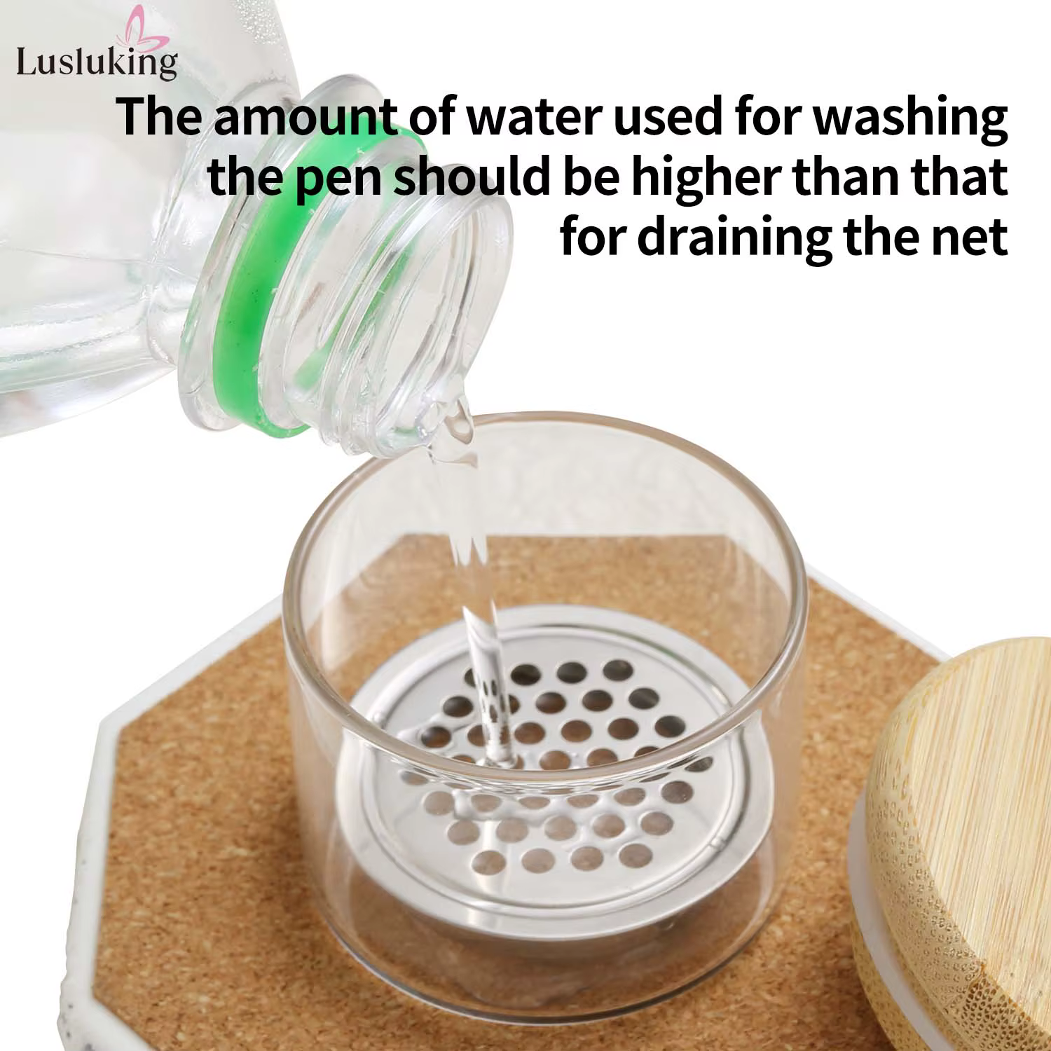 Tasse de nettoyage de brosse à ongles, stylo de lavage, tasse de brosse avec Base en maille en acier