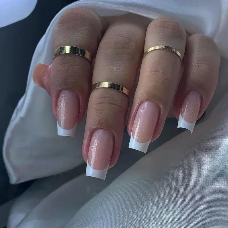 Faux ongles jaunes simples, 24 pièces, cercueil court, Art artificiel avec Design français, portable