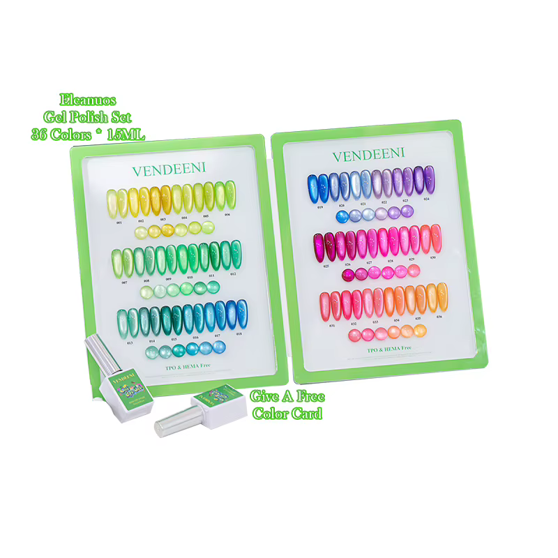 Ensemble de vernis à ongles en gel magnétique fluorescent 3D effet œil de chat, 36 couleurs, vert ém