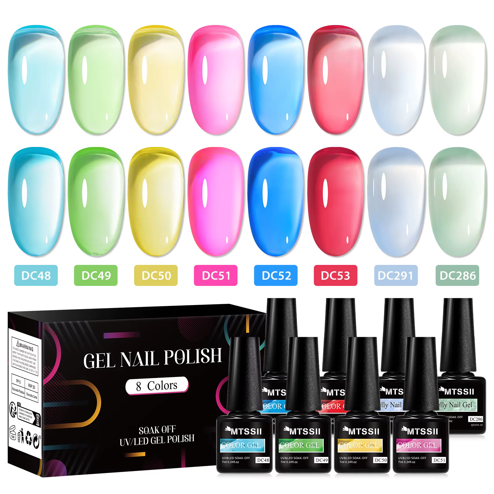 8 pièces gelée ambre verre Gel vernis à ongles ensemble Semi-transparent mer bleu Gel vernis Nail Ar