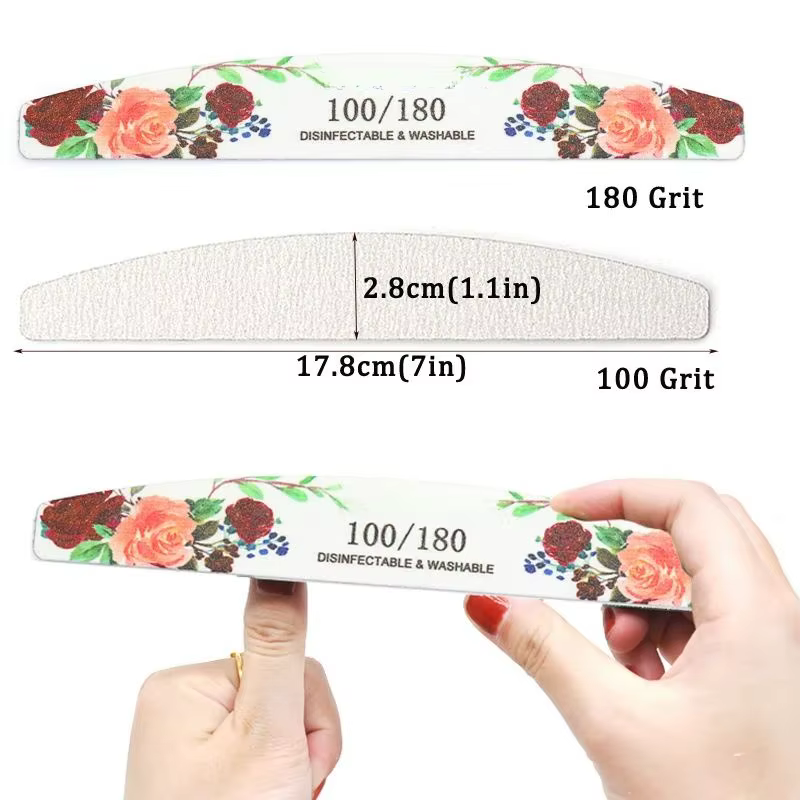 10 pièces Lot limes à ongles professionnelles 100/180 grain bois fort papier de verre émeri double f