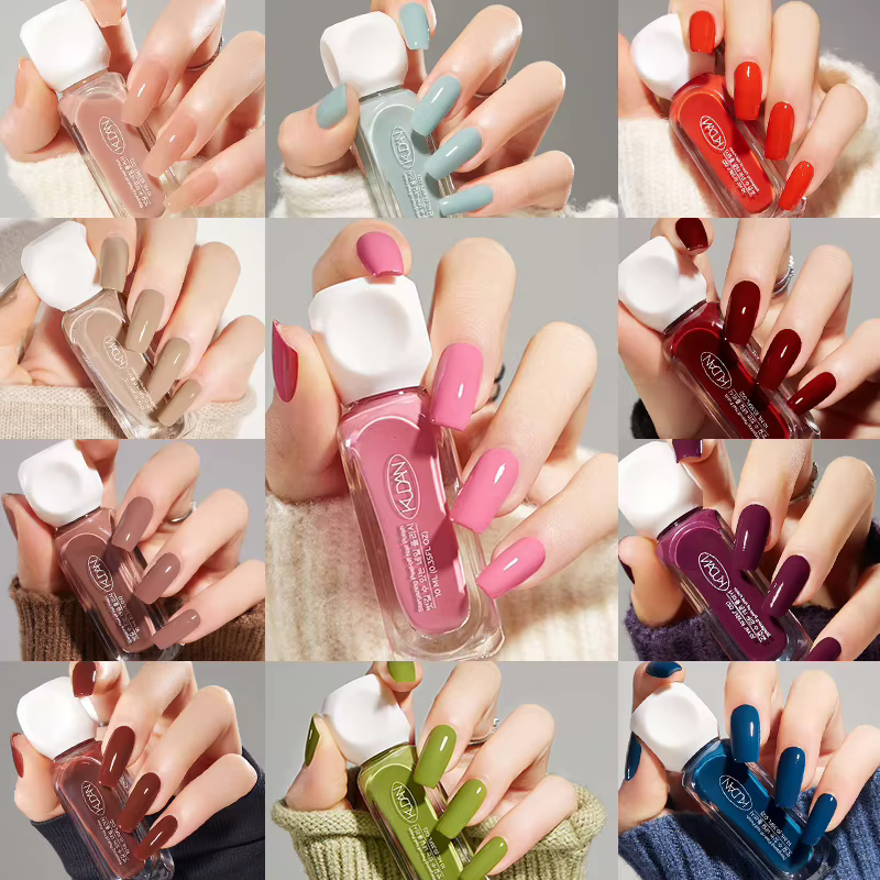Vernis à ongles coloré à base d'eau, 10ml, pas besoin de lampe, rouge, rose, paillettes, Nail Art, t