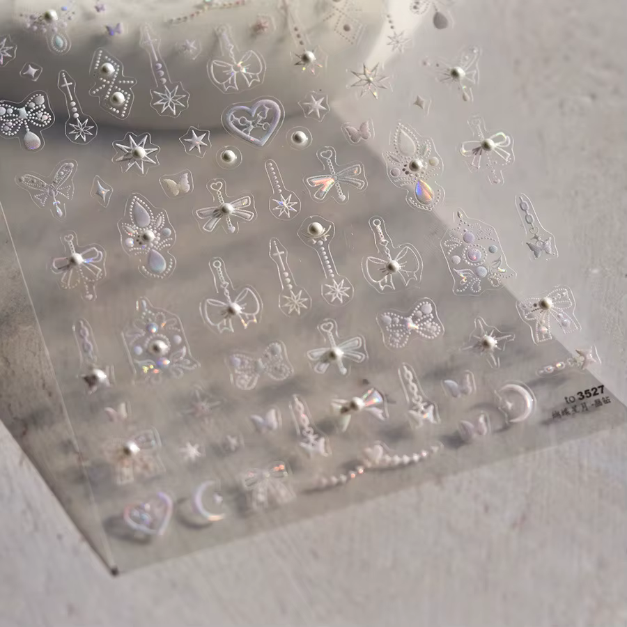 Autocollants pour ongles en cristal et diamant 5D, 1 pièce, stickers de décoration, laser, nœud papi