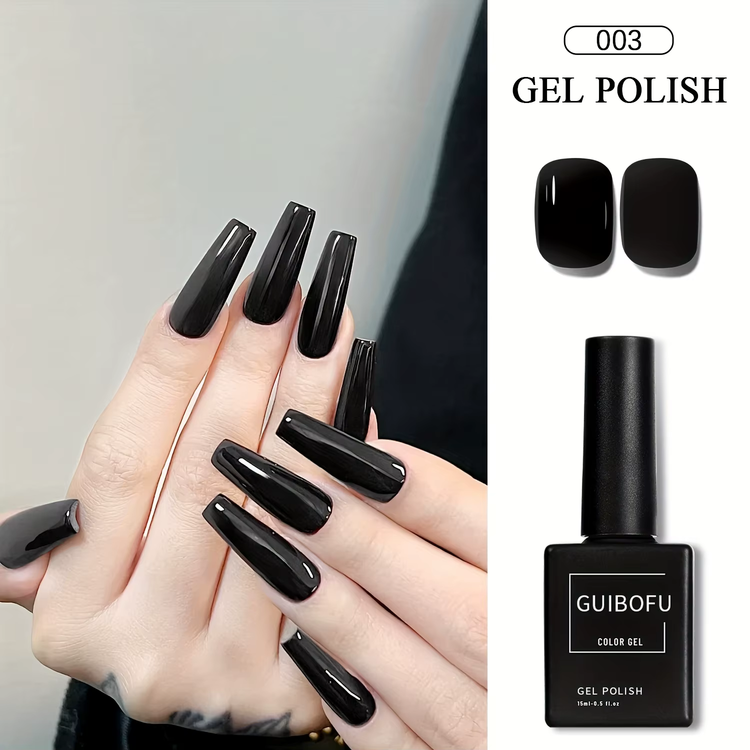 Ensemble de vernis Gel noir et blanc, 2 pièces, 15ml, nuances classiques noires et blanches pures, a