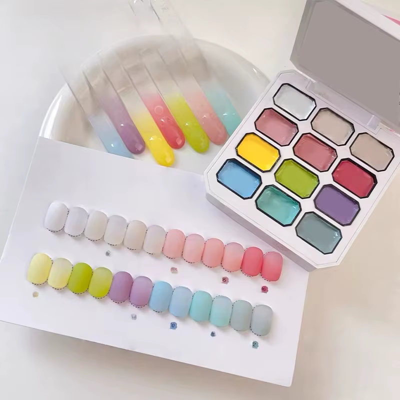 Vernis Gel Solide 12 Couleurs Effet Bonbon, Gel UV pour Ongles, Charme DIY pour Nail Art, Convient a