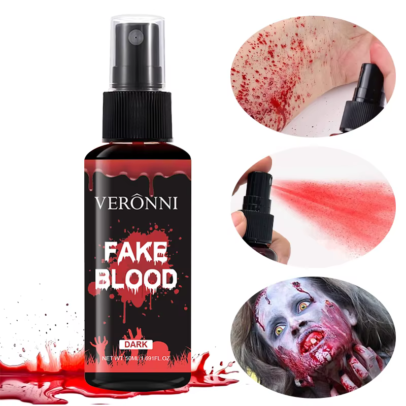 Flacon pulvérisateur de faux sang de 50ml, imperméable, Non toxique, effet d'éclaboussures réaliste,